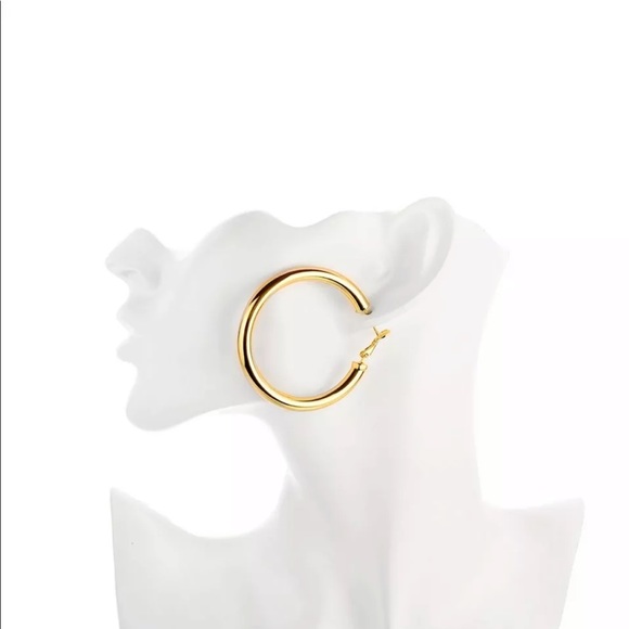 New Large 50 mm Light Weight Round Hoop Earrings - Picture 4 of 7